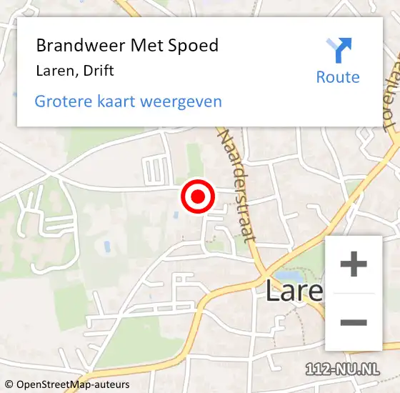 Locatie op kaart van de 112 melding: Brandweer Met Spoed Naar Laren, Drift op 25 juni 2021 00:19