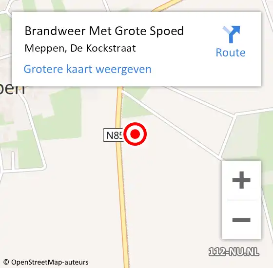 Locatie op kaart van de 112 melding: Brandweer Met Grote Spoed Naar Meppen, De Kockstraat op 25 juni 2021 00:39