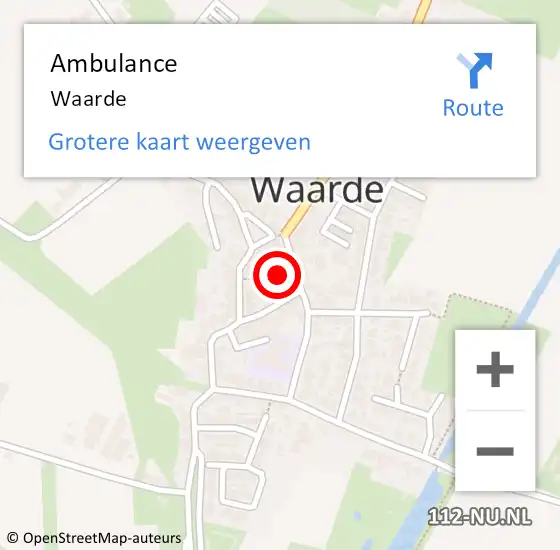 Locatie op kaart van de 112 melding: Ambulance Waarde op 25 juni 2021 01:14