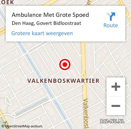 Locatie op kaart van de 112 melding: Ambulance Met Grote Spoed Naar Den Haag, Govert Bidloostraat op 25 juni 2021 01:38