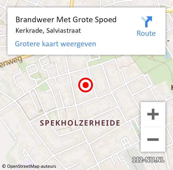 Locatie op kaart van de 112 melding: Brandweer Met Grote Spoed Naar Kerkrade, Salviastraat op 25 juni 2021 03:33