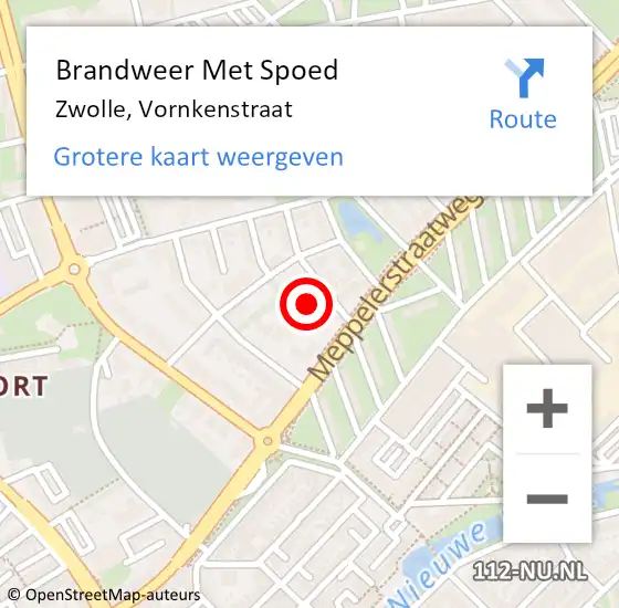 Locatie op kaart van de 112 melding: Brandweer Met Spoed Naar Zwolle, Vornkenstraat op 25 juni 2021 03:46