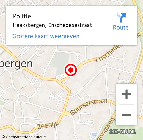 Locatie op kaart van de 112 melding: Politie Haaksbergen, Enschedesestraat op 25 juni 2021 03:47