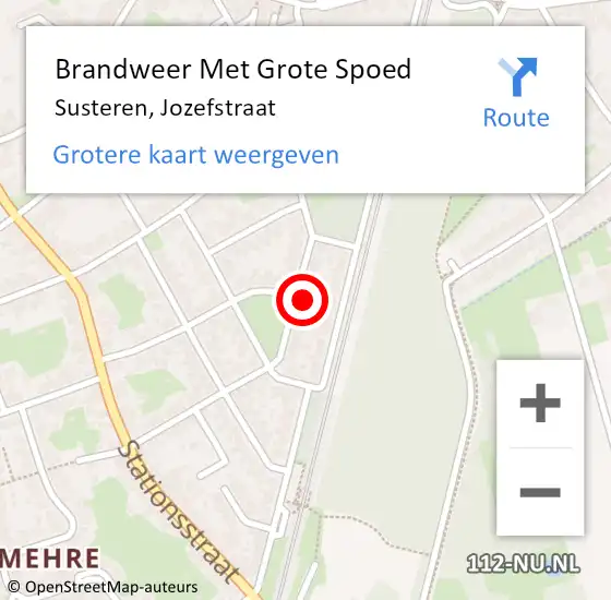 Locatie op kaart van de 112 melding: Brandweer Met Grote Spoed Naar Susteren, Jozefstraat op 25 juni 2021 04:07