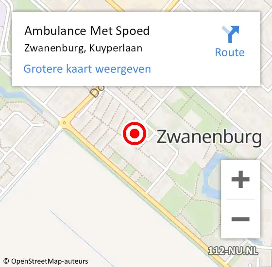 Locatie op kaart van de 112 melding: Ambulance Met Spoed Naar Zwanenburg, Kuyperlaan op 25 juni 2021 05:16