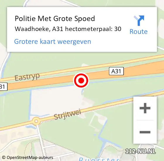 Locatie op kaart van de 112 melding: Politie Met Grote Spoed Naar Menaldumadeel, A31 hectometerpaal: 30 op 25 juni 2021 05:23