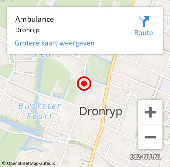 Locatie op kaart van de 112 melding: Ambulance Dronrijp op 25 juni 2021 05:27