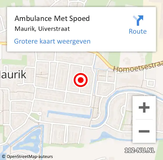 Locatie op kaart van de 112 melding: Ambulance Met Spoed Naar Maurik, Uiverstraat op 25 juni 2021 05:27