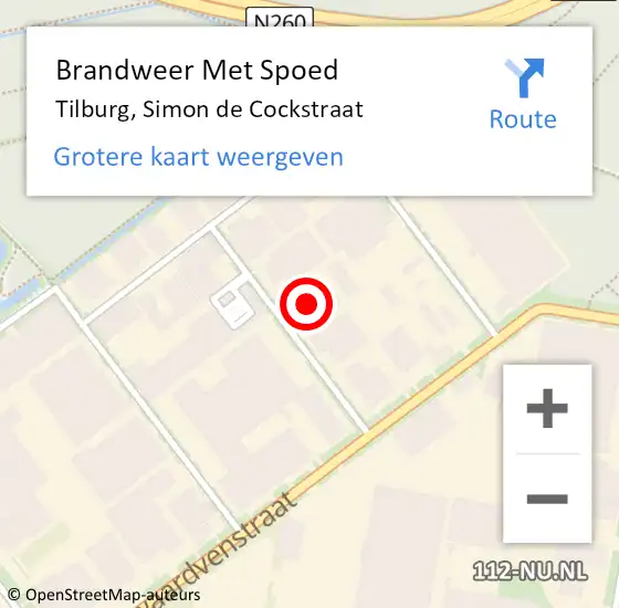 Locatie op kaart van de 112 melding: Brandweer Met Spoed Naar Tilburg, Simon de Cockstraat op 25 juni 2021 06:01