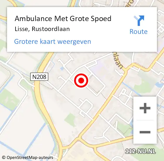 Locatie op kaart van de 112 melding: Ambulance Met Grote Spoed Naar Lisse, Rustoordlaan op 25 juni 2021 06:43