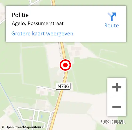 Locatie op kaart van de 112 melding: Politie Agelo, Rossumerstraat op 25 juni 2021 06:55