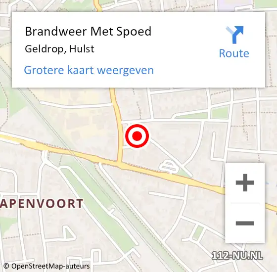 Locatie op kaart van de 112 melding: Brandweer Met Spoed Naar Geldrop, Hulst op 25 juni 2021 07:05