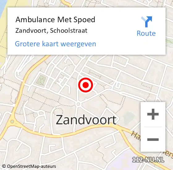 Locatie op kaart van de 112 melding: Ambulance Met Spoed Naar Zandvoort, Schoolstraat op 25 juni 2021 07:28