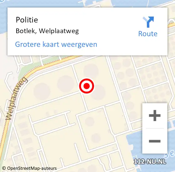 Locatie op kaart van de 112 melding: Politie Botlek, Welplaatweg op 25 juni 2021 07:37