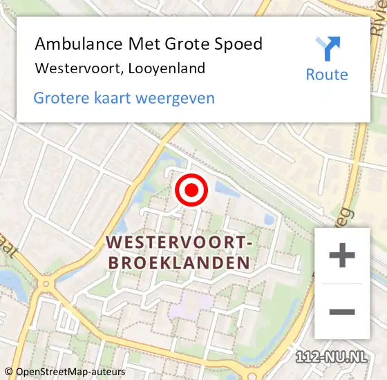 Locatie op kaart van de 112 melding: Ambulance Met Grote Spoed Naar Westervoort, Looyenland op 25 juni 2021 07:56