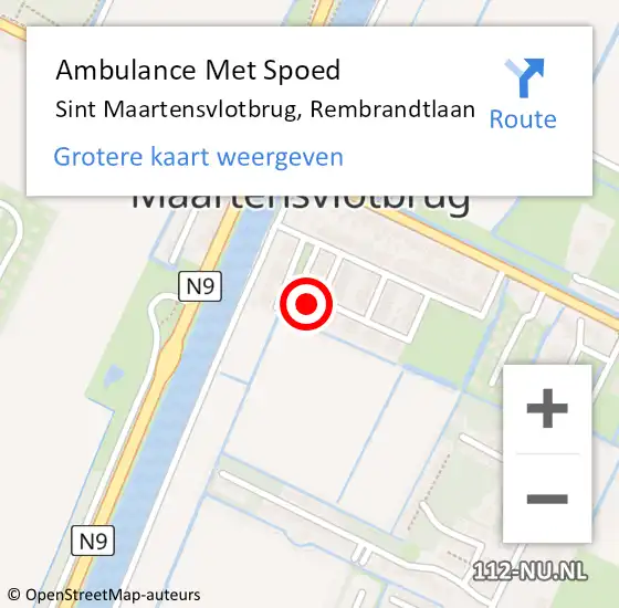 Locatie op kaart van de 112 melding: Ambulance Met Spoed Naar Sint Maartensvlotbrug, Rembrandtlaan op 25 juni 2021 08:04