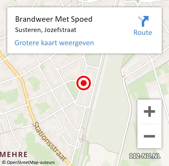 Locatie op kaart van de 112 melding: Brandweer Met Spoed Naar Susteren, Jozefstraat op 25 juni 2021 08:07