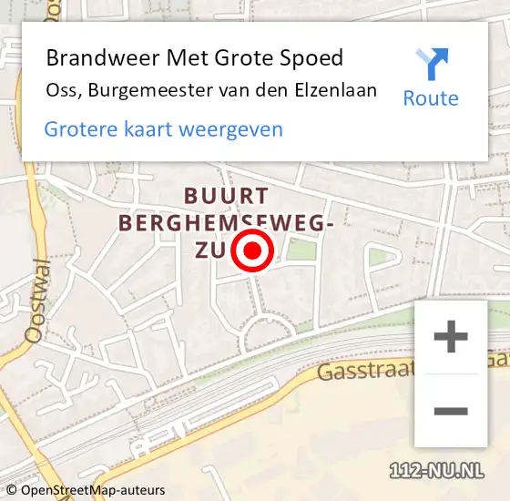 Locatie op kaart van de 112 melding: Brandweer Met Grote Spoed Naar Oss, Burgemeester van den Elzenlaan op 25 juni 2021 08:20