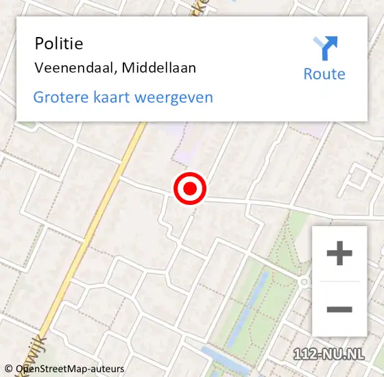 Locatie op kaart van de 112 melding: Politie Veenendaal, Middellaan op 25 juni 2021 08:27