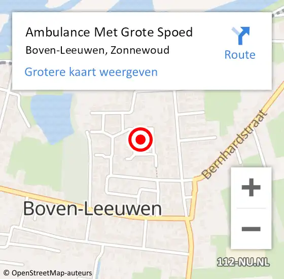 Locatie op kaart van de 112 melding: Ambulance Met Grote Spoed Naar Boven-Leeuwen, Zonnewoud op 25 juni 2021 08:36