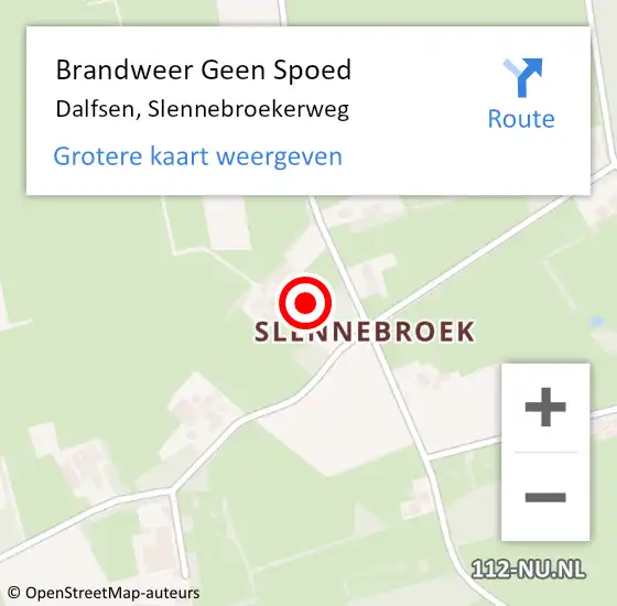 Locatie op kaart van de 112 melding: Brandweer Geen Spoed Naar Dalfsen, Slennebroekerweg op 25 juni 2021 08:41