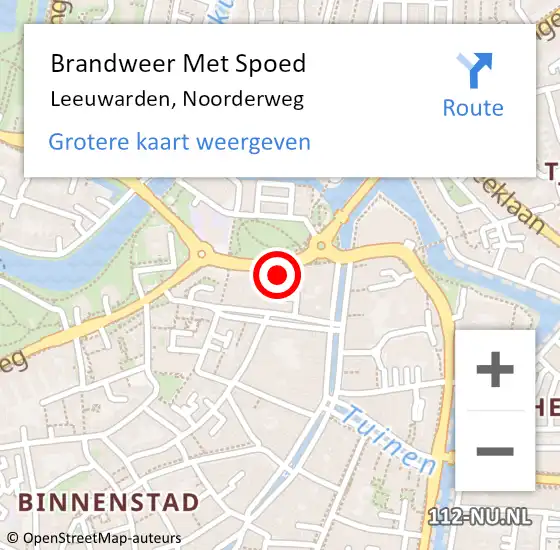 Locatie op kaart van de 112 melding: Brandweer Met Spoed Naar Leeuwarden, Noorderweg op 25 juni 2021 08:55