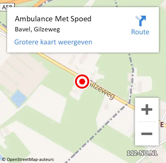 Locatie op kaart van de 112 melding: Ambulance Met Spoed Naar Bavel, Gilzeweg op 14 juni 2014 10:30
