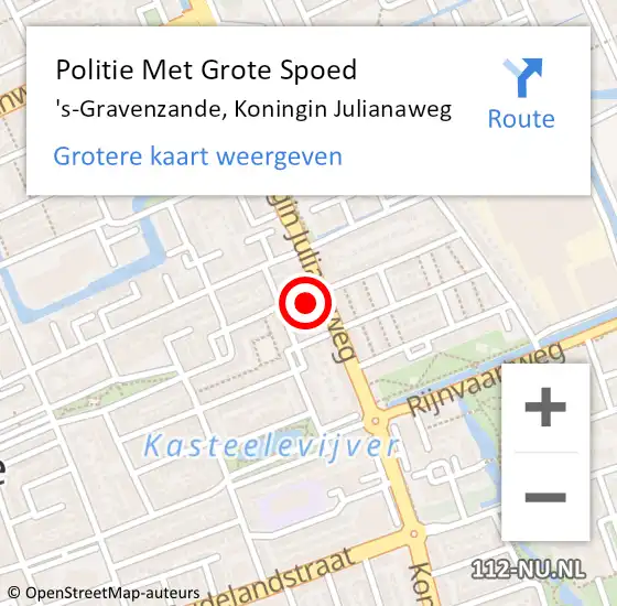 Locatie op kaart van de 112 melding: Politie Met Grote Spoed Naar 's-Gravenzande, Koningin Julianaweg op 25 juni 2021 09:30