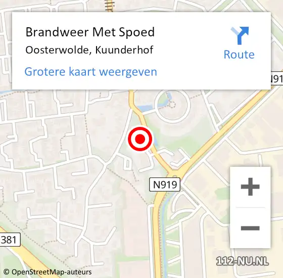 Locatie op kaart van de 112 melding: Brandweer Met Spoed Naar Oosterwolde, Kuunderhof op 25 juni 2021 09:33