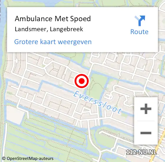 Locatie op kaart van de 112 melding: Ambulance Met Spoed Naar Landsmeer, Langebreek op 25 juni 2021 09:33