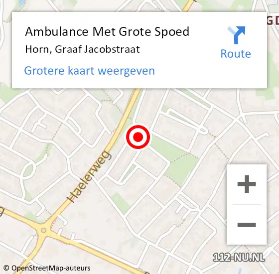 Locatie op kaart van de 112 melding: Ambulance Met Grote Spoed Naar Horn, Graaf Jacobstraat op 25 juni 2021 09:34