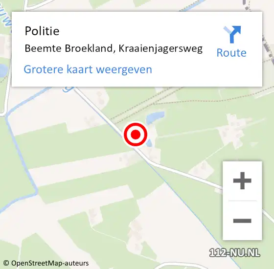 Locatie op kaart van de 112 melding: Politie Beemte Broekland, Kraaienjagersweg op 25 juni 2021 09:36