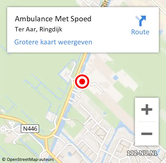 Locatie op kaart van de 112 melding: Ambulance Met Spoed Naar Ter Aar, Ringdijk op 14 juni 2014 10:35