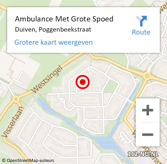 Locatie op kaart van de 112 melding: Ambulance Met Grote Spoed Naar Duiven, Poggenbeekstraat op 25 juni 2021 10:31