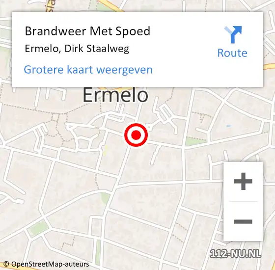 Locatie op kaart van de 112 melding: Brandweer Met Spoed Naar Ermelo, Dirk Staalweg op 25 juni 2021 10:32