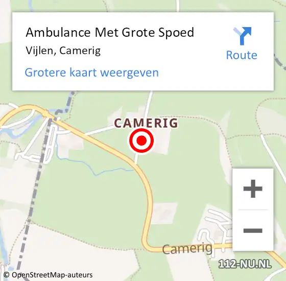 Locatie op kaart van de 112 melding: Ambulance Met Grote Spoed Naar Vijlen, Camerig op 14 juni 2014 10:37