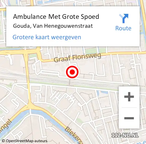 Locatie op kaart van de 112 melding: Ambulance Met Grote Spoed Naar Gouda, Van Henegouwenstraat op 5 oktober 2013 02:30