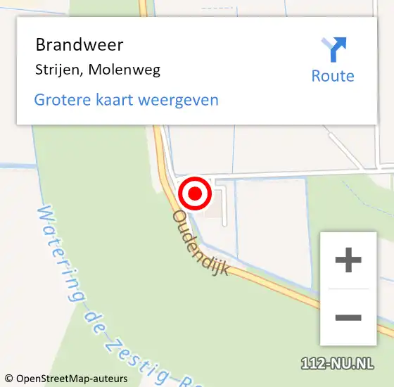 Locatie op kaart van de 112 melding: Brandweer Strijen, Molenweg op 25 juni 2021 11:34