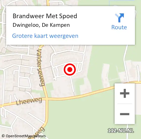 Locatie op kaart van de 112 melding: Brandweer Met Spoed Naar Dwingeloo, De Kampen op 25 juni 2021 11:41