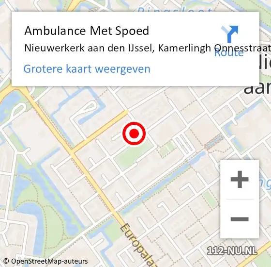 Locatie op kaart van de 112 melding: Ambulance Met Spoed Naar Nieuwerkerk aan den IJssel, Kamerlingh Onnesstraat op 25 juni 2021 11:54