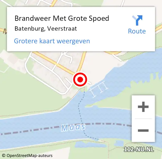 Locatie op kaart van de 112 melding: Brandweer Met Grote Spoed Naar Batenburg, Veerstraat op 25 juni 2021 12:01