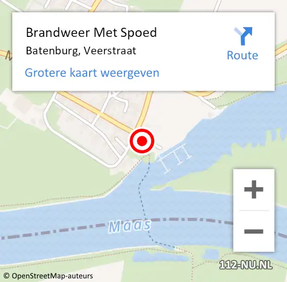 Locatie op kaart van de 112 melding: Brandweer Met Spoed Naar Batenburg, Veerstraat op 25 juni 2021 12:02