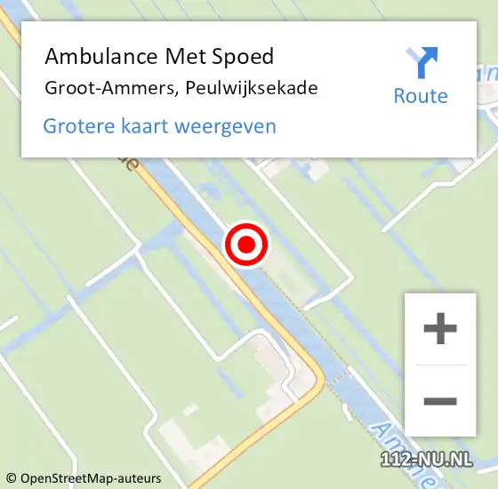 Locatie op kaart van de 112 melding: Ambulance Met Spoed Naar Groot-Ammers, Peulwijksekade op 25 juni 2021 12:14
