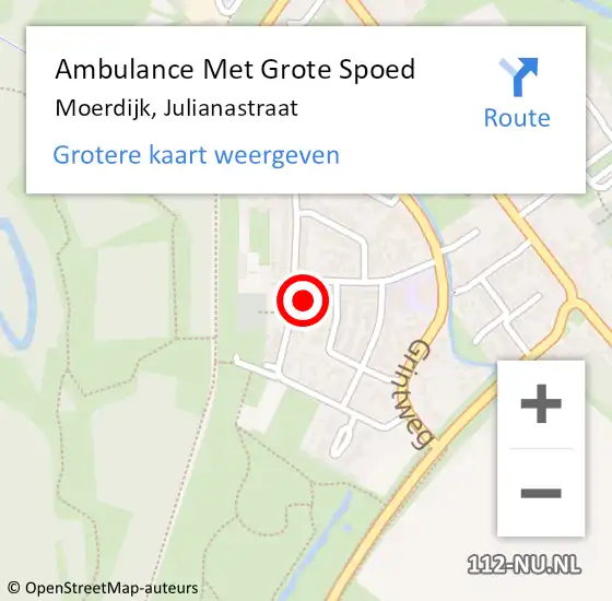 Locatie op kaart van de 112 melding: Ambulance Met Grote Spoed Naar Moerdijk, Julianastraat op 25 juni 2021 12:31