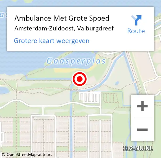 Locatie op kaart van de 112 melding: Ambulance Met Grote Spoed Naar Amsterdam-Zuidoost, Valburgdreef op 25 juni 2021 12:54