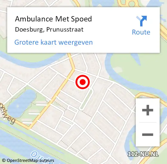 Locatie op kaart van de 112 melding: Ambulance Met Spoed Naar Doesburg, Prunusstraat op 25 juni 2021 12:55