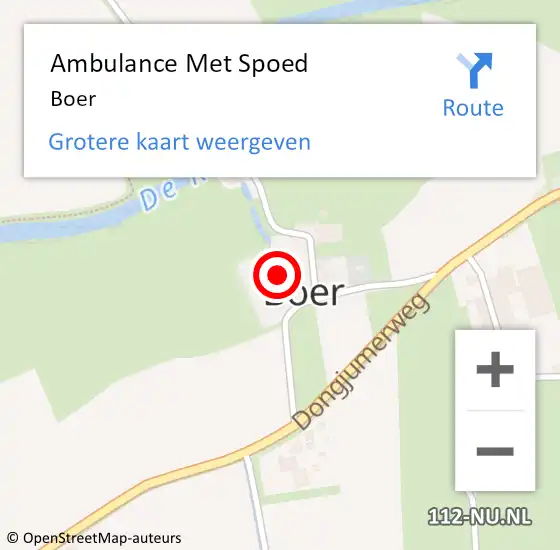 Locatie op kaart van de 112 melding: Ambulance Met Spoed Naar Boer op 25 juni 2021 12:55