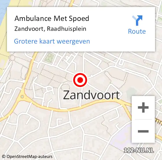 Locatie op kaart van de 112 melding: Ambulance Met Spoed Naar Zandvoort, Raadhuisplein op 25 juni 2021 13:18