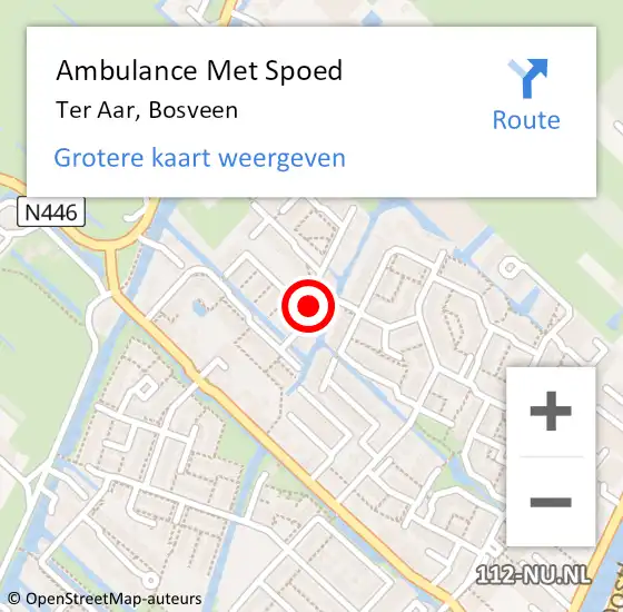 Locatie op kaart van de 112 melding: Ambulance Met Spoed Naar Ter Aar, Bosveen op 25 juni 2021 13:21