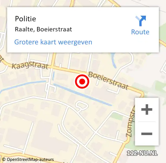 Locatie op kaart van de 112 melding: Politie Raalte, Boeierstraat op 25 juni 2021 13:29